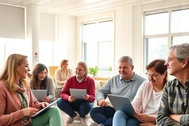 People learning IT skills in a free government-supported program.