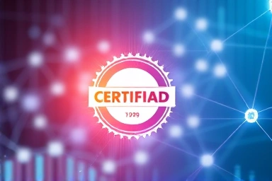 Digital data converging into a certification badge