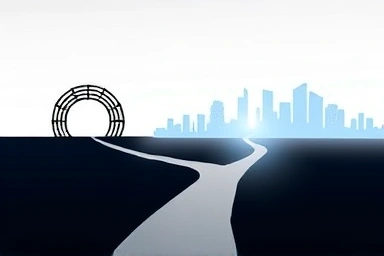 Symbolic representation of career transition and data analysis opportunity.