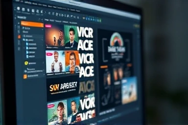 Graphic design software interface with layers and tools
