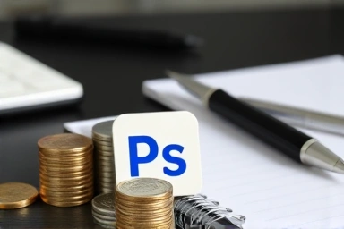 Symbolic representation of investing in Photoshop skills and certification.