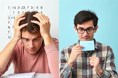 Student struggling vs succeeding in TOEIC, with refund graphic.