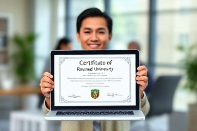 Digital certificate symbolizing career advancement and achievement.