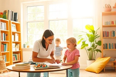 Home learning environment, parent and child studying together