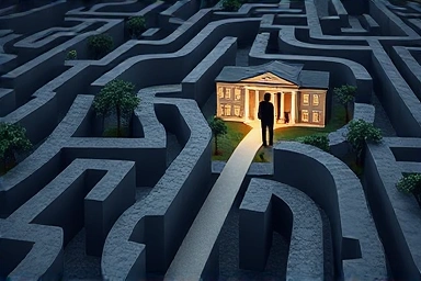 Student navigating complex university admission maze