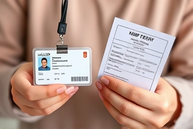 Hands holding ID card and exam permit, ready for test.