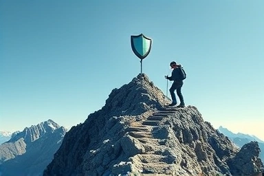 Climbing mountain to achieve information security engineer certification.