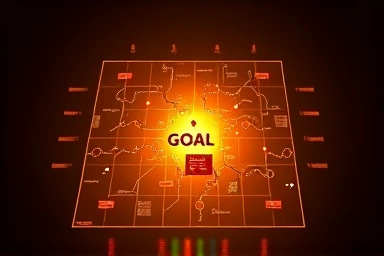 Symbolic life plan grid with interconnected goals and actions