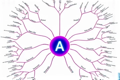 Vibrant mind map of interconnected mathematical concepts and formulas.