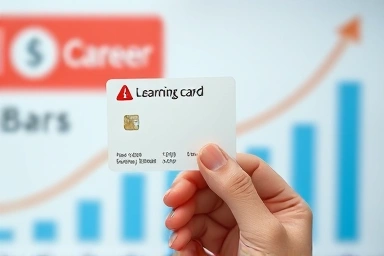 Stylized learning card representing career opportunities and financial growth.