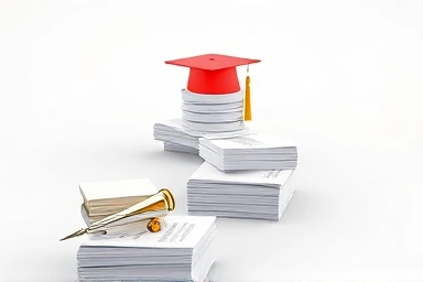 Exam path to success with compass and graduation cap.