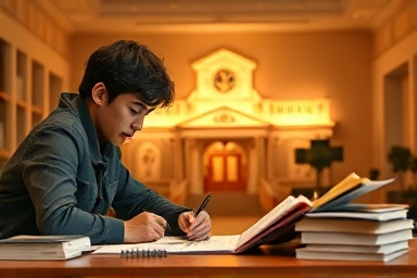 Student studying for pharmacy school transfer