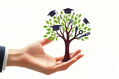 Symbolic growth of career through education and effort.