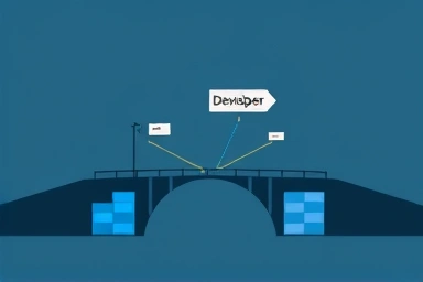 Bridge symbolizing path from coding skills to developer job success.