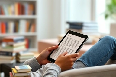 Cozy e-book reading experience with tablet.