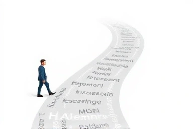 Visual path of English learning from beginner to fluency.