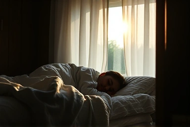 Peaceful sleep in a cozy bedroom, symbolizing brain rest.