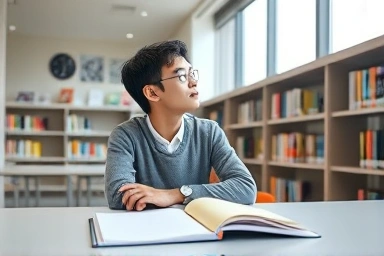 Student finding the perfect study spot for concentration.