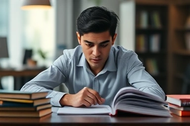Person studying for telemarketing manager certification.
