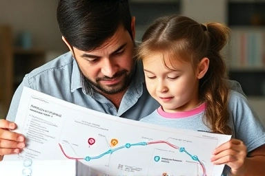 Parent and child planning future academic success with expert guidance.