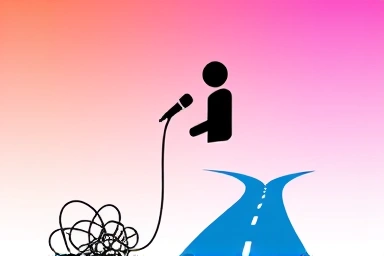 Symbolic image of overcoming language speaking challenges and achieving clarity.