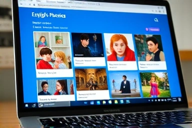 Engaging English learning platform interface with movie clips