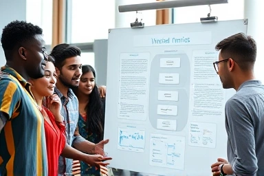 UI/UX designers collaborating on digital whiteboard