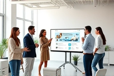 Web design professionals collaborating on a project.