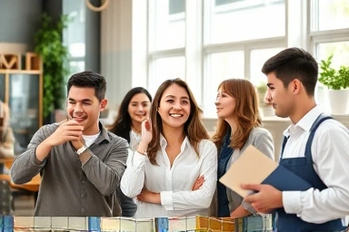 Adults confidently speaking English in real-life situations.