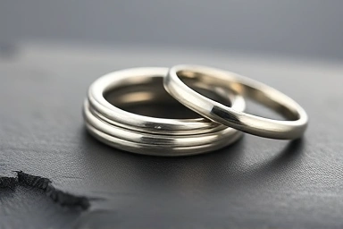 Close-up of stylish minimalist silver rings with unique designs.
