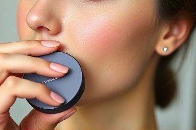 Applying cream blush for a natural, healthy flush.
