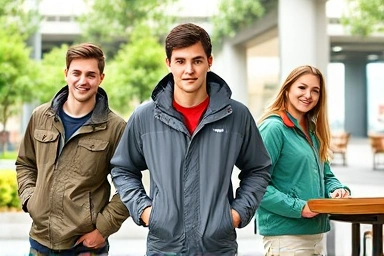 Stylish and functional anorak windbreakers for diverse young adults.