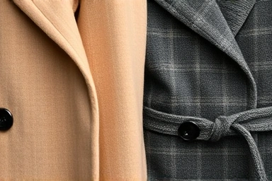Comparing fabric textures of Balmacaan and Trench coats.