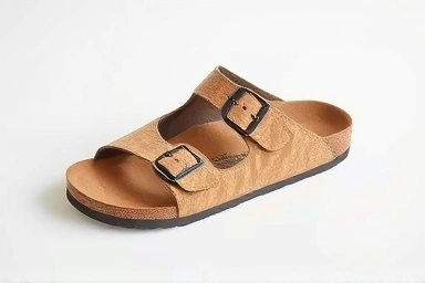 Birkenstock Arizona sandals on a minimalist background.