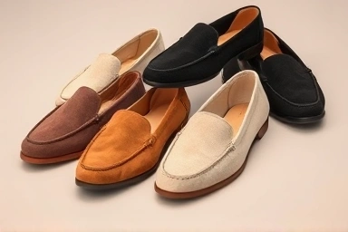 Collection of stylish bloafer shoes in various materials.