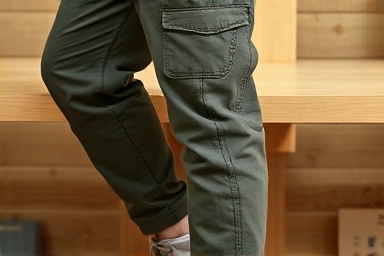 Close-up of carpenter pants detailing and fabric texture