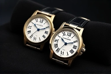 Elegant Cartier Tank watch comparison, close-up detail.