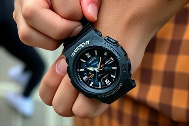 Close-up of Casio G-SHOCK watch on a hand