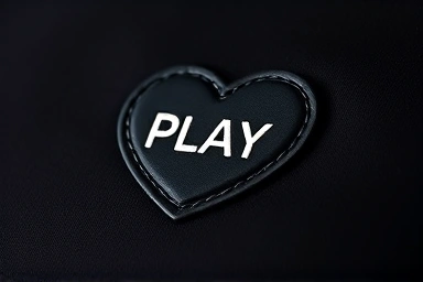 Comdes Garçons PLAY heart logo badge on t-shirt.