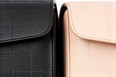 Close-up of Chanel caviar vs lambskin leather textures