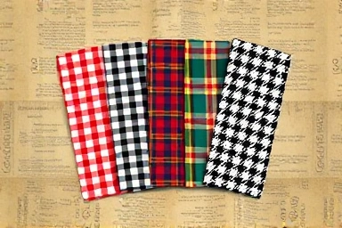 Artistic arrangement of iconic check patterns symbolizing fashion history