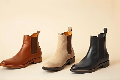 Assortment of high-quality Chelsea boots showcasing materials
