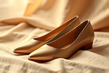 Elegant and comfortable women's shoes on soft fabric.