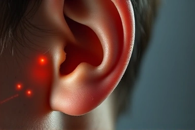 Ear piercing pain zones and nerve intensity visualization.