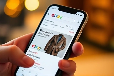 Smartphone showing eBay fashion auction