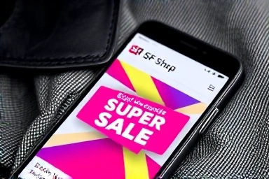 Smartphone showing fashion sale app