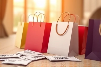 Luxury shopping bags with discount coupons, smart saving