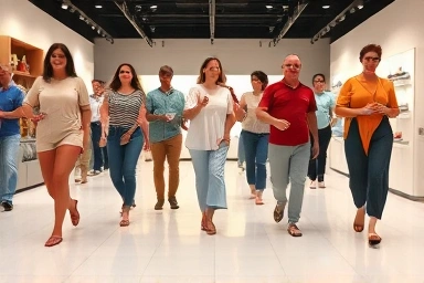 People trying on comfortable Fitflop flip-flops for a perfect fit.