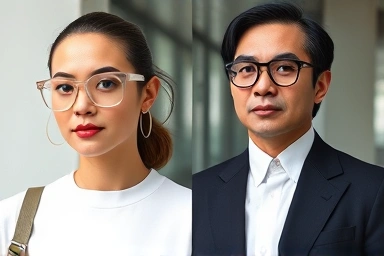 Clear glasses with casual style vs. black glasses with classic style