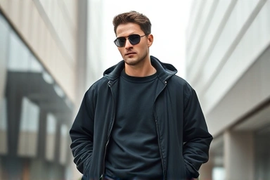 Man in Junji oversized sweatshirt, urban street style